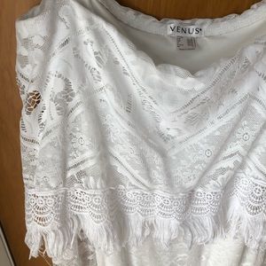 Venus white lace off-shoulder maxi dress